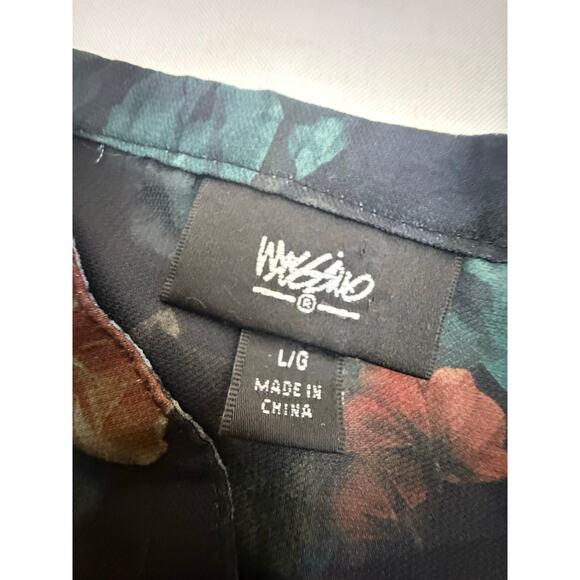 Massimo size Large Top Black Floral Sheer long-sleeve women's blouse flaw - Picture 2 of 16